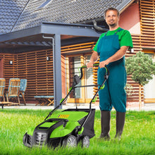 Load image into Gallery viewer, Scarificateur Électrique 2 en 1 de 15A avec Double Interrupteur de Sécurité Réglable Sac de Ramassage 55 L Scarificateur Orange/Vert -