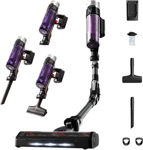 Rowenta X-Force Flex 9.60 Allergie Aspirateur balai sans fil,Filtration Anti-Allergènes,Puissant 100AW,Ultra Léger,Autonomie 45min RH2038WO,Noir / Violet