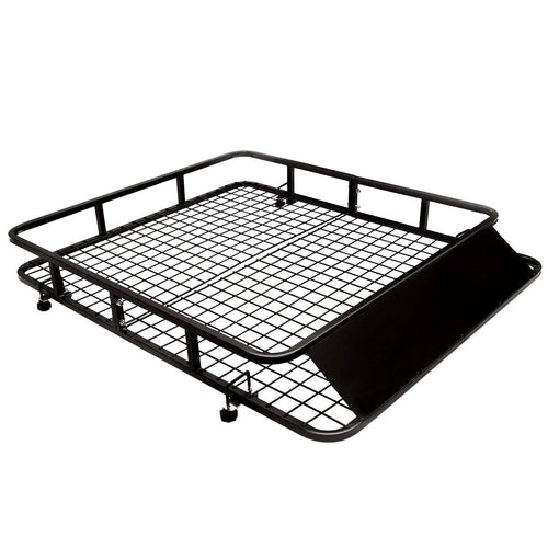 Porte-Bagages de Toit pour Voiture en Métal 122,5x102CM avec Déflecteur d’Air Capacité 75 KG Noir Accessoires Automobiles -