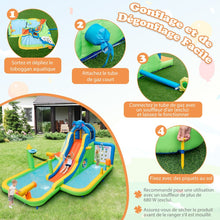 Load image into Gallery viewer, Toboggan Aquatique Gonflable Gant pour Enfants Piscine  claboussures sures Mur D'escalade Canons  Eau Lancer D'anneaux Cerceau (sans Souffleur) Multicolore -