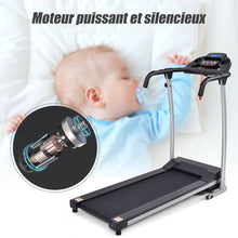 Load image into Gallery viewer, Tapis de Course lectrique Pliable avec cran et Moniteur de Frquence Cardiaque avec Vitesse de 1  10 km/h et 12 Programmes Noir -