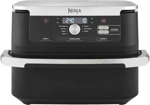 NINJA Foodi FlexDrawer Air Fryer, Dual Zone Avec Séparateur Amovible, Grand Tiroir de 10.4 L, 7-en-1, Double Zone, Sans Huile, Pièces Antiadhésives Compatibles Au Lave-Vaisselle, Noir AF500EU
