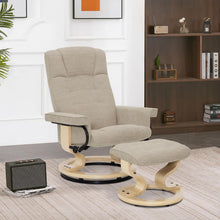 Load image into Gallery viewer, M MCombo Fauteuil Relax avec Pouf, Fauteuil TV pivotant à 360° avec Fonction Chaise Longue, Fauteuil TV supportant jusqu'à 120 Kg, Fauteuil de Repos pour Le Salon, 9019 (Tissu, Beige)
