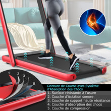 Load image into Gallery viewer, Tapis de Course Pliable 0,75HP Double Affichage LED APP et Tlcommande Vitesse Motoris 12 km/h Surface 40x100cm Rouge -