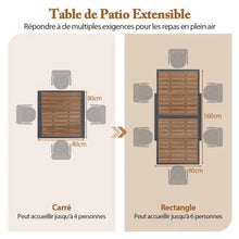 Load image into Gallery viewer, Table de jardin extensible en aluminium ajustable de 80 à 160 cm table à manger extérieure rectangulaire pour 4-6 personnes naturel 20_0009421 -