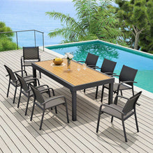 Load image into Gallery viewer, Table de jardin extensible en aluminium 12 places effet bois (200/320 x 100 cm) Murano Gris anthracite - Action-sport36 -