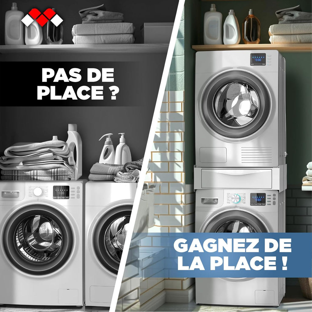 Meliconi - Kit de superposition universel + Tiroir coulissant - TORRE EXTRA - pour lave-linge et sèche-linge