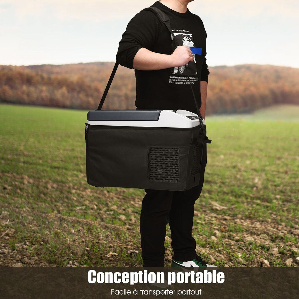 Rfrigrateur Conglateur de Voiture 12L Portable Compresseur -20掳C  +10掳C Ampoules LED 2 Porte-gobelets 23x53x36cm -