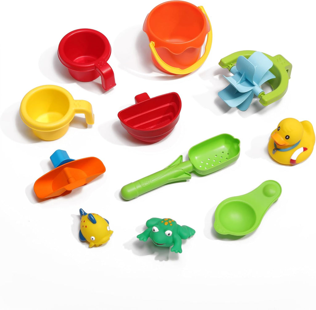 Rain Shower Splash Table d'eau avec 13 Accessoires - Bleu & Vert | Table Jeux d'eau | Table d’activité pour Le Jardin,Table Activité Eau | Table d'eau Extérieur