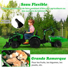 Load image into Gallery viewer, Tracteur Electrique 12 V pour Enfants 3-5 km/h Tlcommande MP3 USB Vert/Jaune -