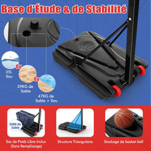 Load image into Gallery viewer, Panier de Basketball sur Pieds avec Hauteur Réglable 1,55-3,1m Support de Basketball avec Panneau Arrière en PE pour Enfants et Jaunes -