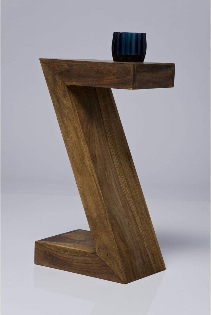 Kare Design Table d'Appoint Z Authentico, Marron, Bois Massif, Table de Salon, Meuble, Deco Intérieur, Décoration Chambre, Salon, Maison, 55x30x20 cm (H/L/P)