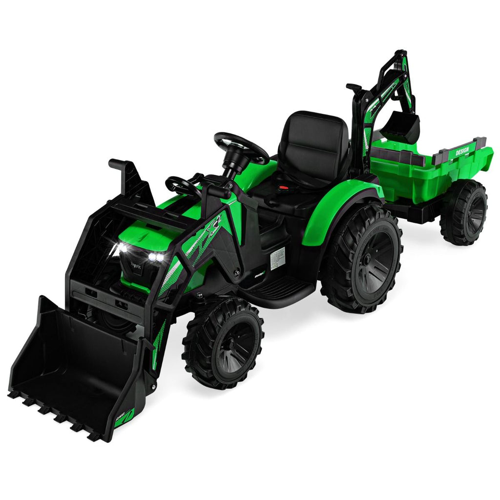 Tracteur Electrique 12 V pour Enfants 3-5 km/h Tlcommande MP3 USB Vert/Jaune -