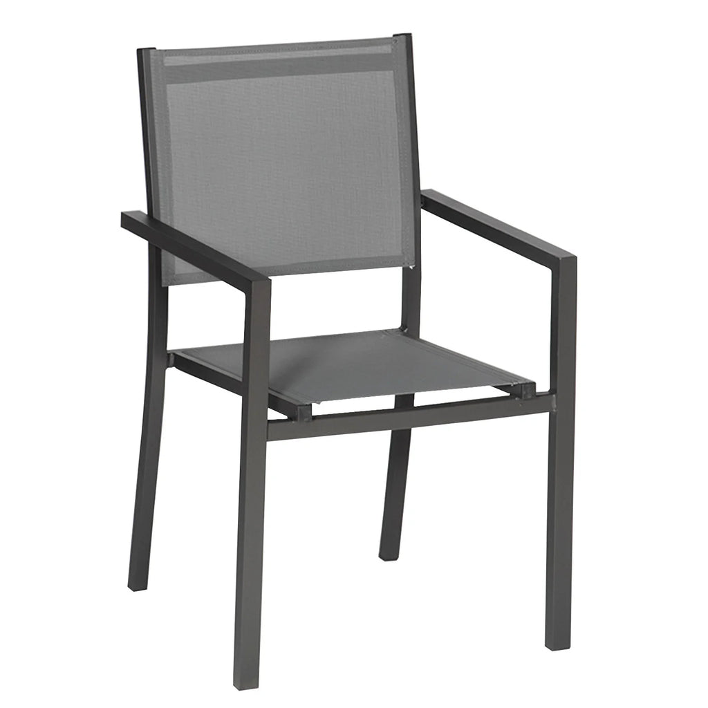 Lot de 8 chaises en aluminium anthracite - textilne gris -