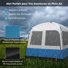 Load image into Gallery viewer, Tente de Camping pour 5 Personnes Tente Dôme Étanche avec Porte et Fenêtres en Maille Sac de Transport 248x248x230cm Bleu + Blanc -