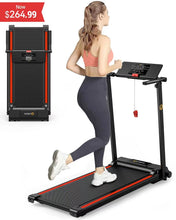 Load image into Gallery viewer, UREVO Folding Treadmill, 2.25HP Portable Mini Treadmills for Home Office, Compact Threadmill with 12 HIIT Modes, LCD Display, 265 lb Capacity