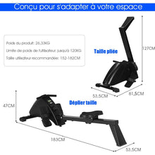 Load image into Gallery viewer, Rameur d'Appartement Pliable à Résistance 10 Niveaux Ecran Lcd Capacité 120kg Musculation Des Bras Cardio-Training Noir -
