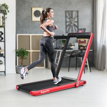 Load image into Gallery viewer, Tapis de Course Pliable 0,75HP Double Affichage LED APP et Télécommande Vitesse Motorisé 12 km/h Surface 40x100cm Rouge -