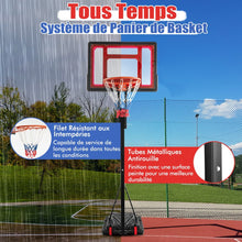 Load image into Gallery viewer, Panier de Basketball sur Pieds avec Hauteur Réglable 1,55-3,1m Support de Basketball avec Panneau Arrière en PE pour Enfants et Jaunes -