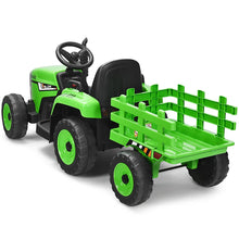 Load image into Gallery viewer, Tracteur Electrique avec Remorque pour Enfants 3 Vitesses Lumires LED Fonctions o USB et Bluetooth Jaune/Rose/Rouge/Vert/Vert Fonc/Noir -