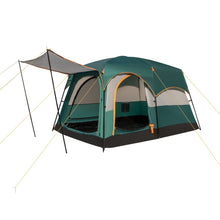 Load image into Gallery viewer, Tente de Camping pour 6 Personnes avec 2 Pièces Tente Double Couchage Double Toit Bâche en Pe Fenêtres en Maille Imperméable avec Sac de Transport Vert -
