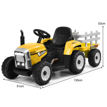 Load image into Gallery viewer, Tracteur Electrique avec Remorque pour Enfants 3 Vitesses Lumières LED Fonctions o USB et Bluetooth Jaune/Rose/Rouge/Vert/Vert Foncé/Noir -