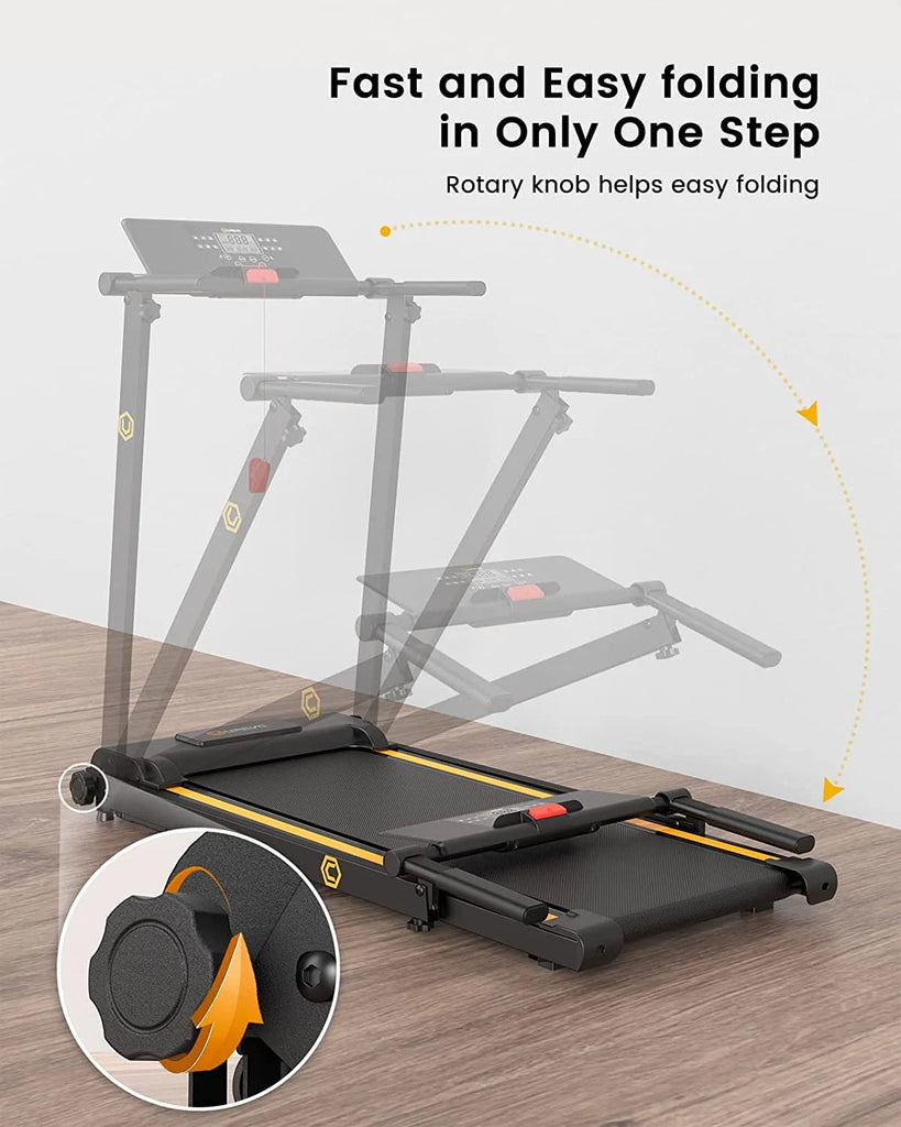 UREVO Folding Treadmill, 2.25HP Portable Mini Treadmills for Home Office, Compact Threadmill with 12 HIIT Modes, LCD Display, 265 lb Capacity