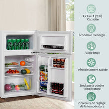Load image into Gallery viewer, Réfrigérateur Compact Mini-réfrigérateur 90 L Congélateur Séparé avec Design à 2 Portes Fonctionnement Silencieux Blanc/Gris/Noir -