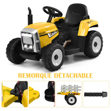 Load image into Gallery viewer, Tracteur Electrique avec Remorque pour Enfants 3 Vitesses Lumières LED Fonctions o USB et Bluetooth Jaune/Rose/Rouge/Vert/Vert Foncé/Noir -