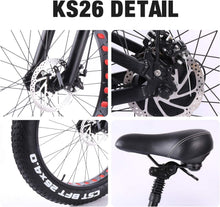 Load image into Gallery viewer, ride66 Vélo électrique VTT pour Homme Adulte,26 Pouces 21Ah Batterie au Lithium Shimano 7 Vitesses,Vélo Homme Fat Bike Noir XL -