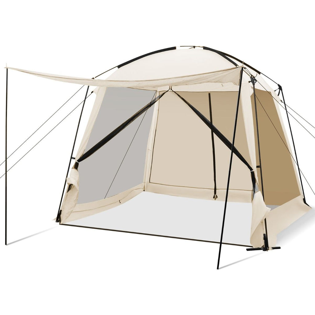 Tente de Camping pour 8-10 Personnes Tente D么me avec Vestibule et Moustiquaire Porte Zippe Tente Portable avec Sac de Transport 300x300x250cm Beige -