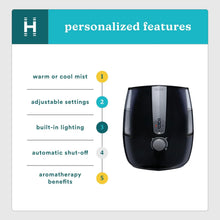 Load image into Gallery viewer, Homedics Totalcomfort Plus Ultrasonic Air Humidifier, 5.3 L Water Tank with Warm and Cool Mist for Home, Office, Nursery, Dorm, Night - Light with Auto Shutoff