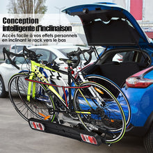 Load image into Gallery viewer, Porte-vélos pour Attelage sur SUV Berline Fourgon pour 2 Vélos Conception Intelligente de Basculement 113x72x63cm -