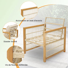 Load image into Gallery viewer, Salon de Jardin avec 1 Table et 2 Fauteuils en Bois d'Acacia et Rotin Anti-UV Pieds Rglables Coussins avec Zip Nautel -