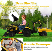 Load image into Gallery viewer, Tracteur Electrique 12 V pour Enfants 3-5 km/h Télécommande MP3 USB Vert/Jaune -