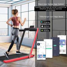 Load image into Gallery viewer, Tapis de Course Pliable 0,75HP Double Affichage LED APP et Tlcommande Vitesse Motoris 12 km/h Surface 40x100cm Rouge -