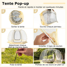 Load image into Gallery viewer, Tente Bulle  Ouverture Instantane pour 6  10 Personnes Tente D么me d'Extrieur 328 x 328 cm Rsistante Aux Intempries Transparent -