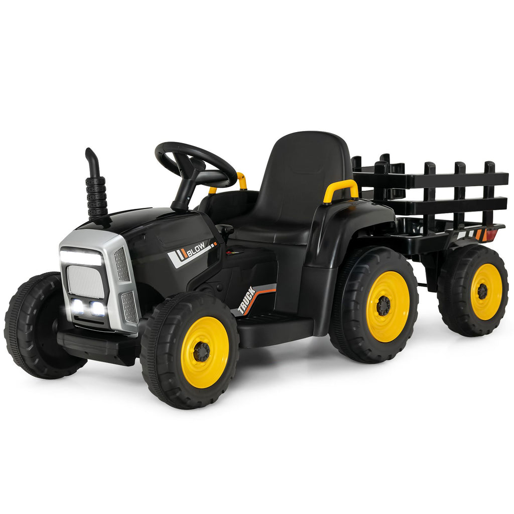 Tracteur Electrique avec Remorque pour Enfants 3 Vitesses Lumières LED Fonctions o USB et Bluetooth Jaune/Rose/Rouge/Vert/Vert Foncé/Noir -