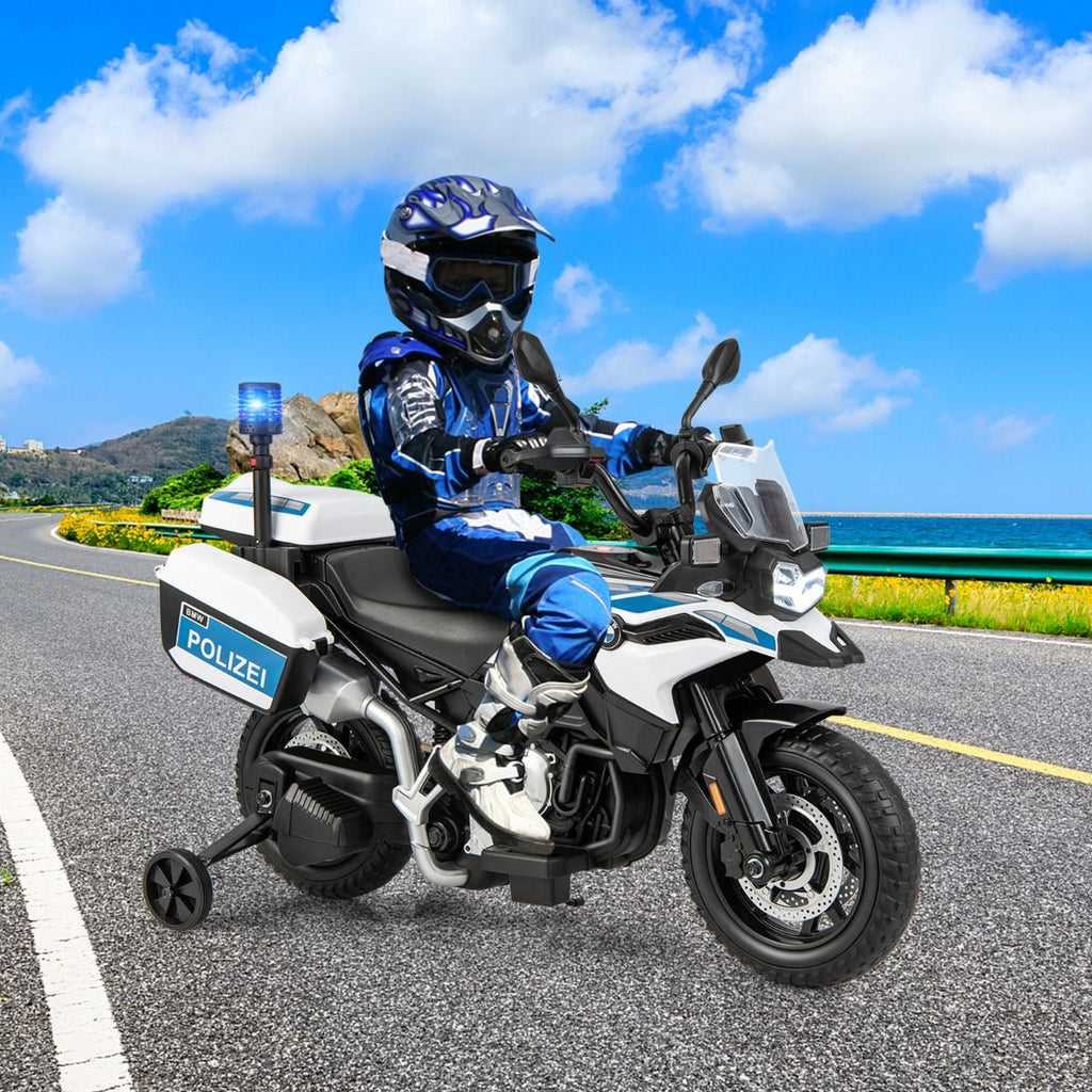 Moto lectrique 12V/7AH pour Enfants 6km/h Modle Policier avec Klaxon Musique Sirne Phares pour 3-8 Ans -
