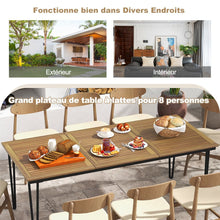 Load image into Gallery viewer, Table pour Jardin de 200 Cm Table d'extérieur pour 8 Personnes avec Trou pour Parasol de 5 Cm Pieds en Métal et Repose-pied Réglables -