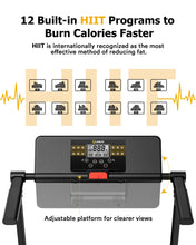 Load image into Gallery viewer, UREVO Folding Treadmill, 2.25HP Portable Mini Treadmills for Home Office, Compact Threadmill with 12 HIIT Modes, LCD Display, 265 lb Capacity