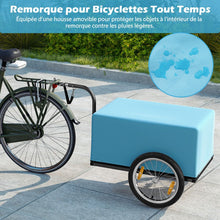 Load image into Gallery viewer, Remorque de Vlo avec Cadre Pliable Charge 55 kg Chariot pour Vlo avec Housse en Tissu Oxford Roues  Air de 40聽cm Rflecteurs Bleu -