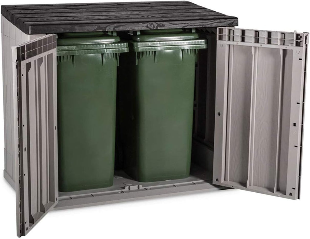 Toomax Stora Way Boîte à Outils d'extérieur en polypropylène recyclé avec Effet Bois (842L,Gris Taupe/Marron)