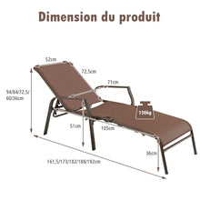 Load image into Gallery viewer, Lot de 2 Chaises longues avec Dossier Réglable Tissu Respirant Structure Robuste en Acier Charge Max 150KG -