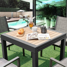 Load image into Gallery viewer, Table de Jardin Extensible en Aluminium Ajustable de 80  160 CM Table  Manger Extrieure Rectangulaire pour 4-6 Personnes Naturel -