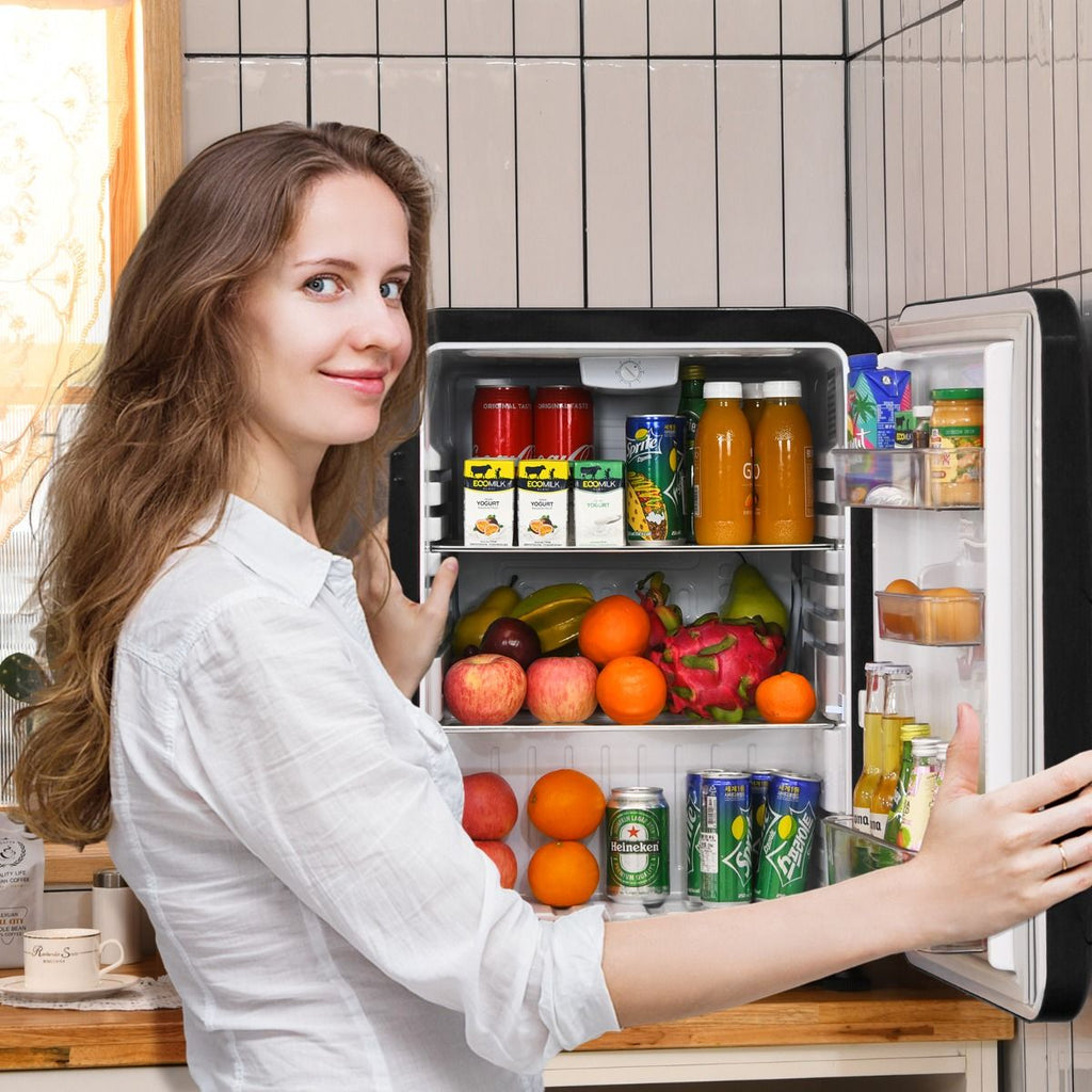 Mini Frigo 68L 220-240V Étagères Amovibles et Porte Réversible Température 0 °C - 10 °C pour Maison Chambre Bureau -