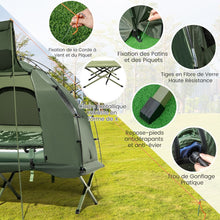 Load image into Gallery viewer, Tente de Camping avec Lit pour 1 Personne Lit de Camping Pliant 5 en 1 avec Matelas Pneumatique Oreiller Sac de Couchage Tente Surélevée Étanche -