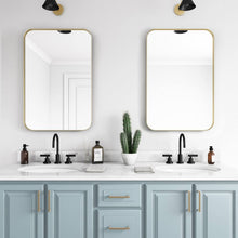 Load image into Gallery viewer, Weeksville Modern &amp; Contemporary Bathroom / Vanity Mirror Orren Ellis Finish: Gold, Size: 40" x 30"