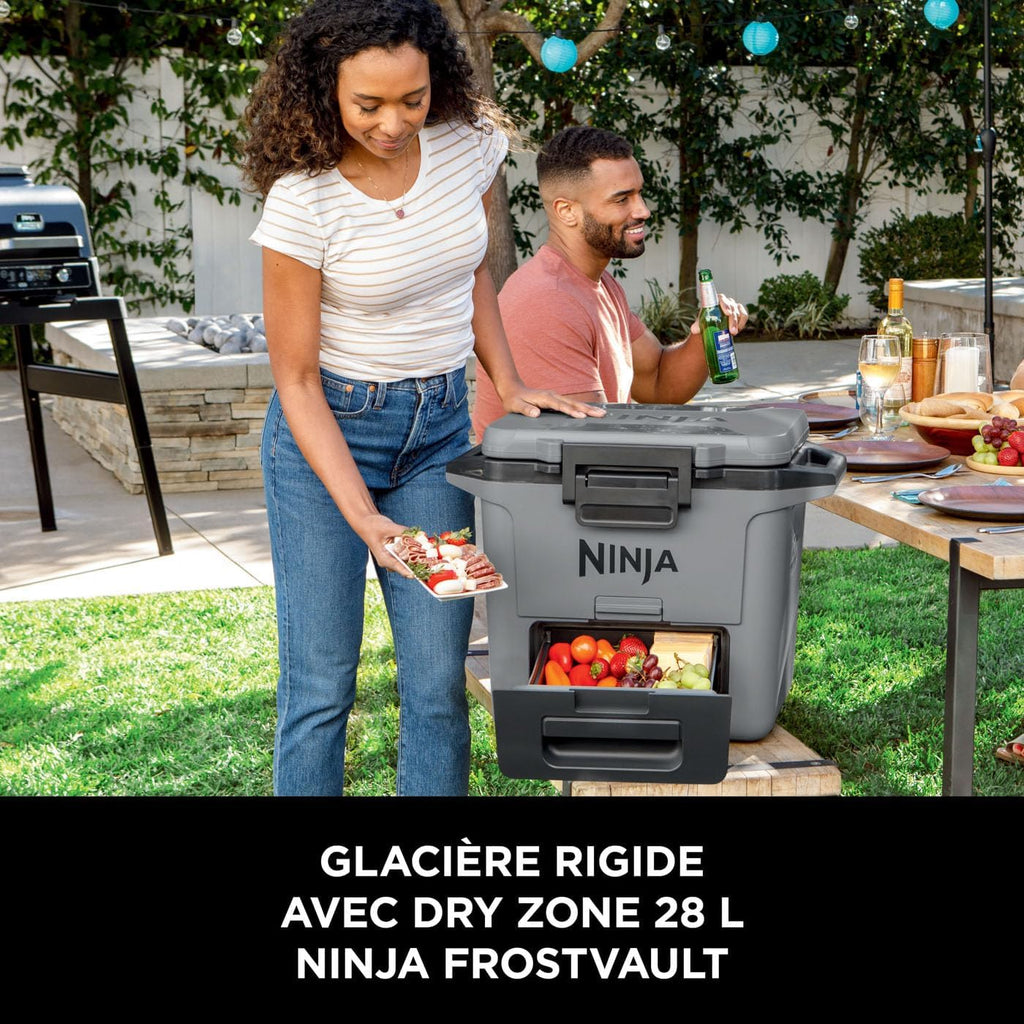 Ninja FrostVault Hard Cooler Glacière de Haute qualité, Conserve la Glace Jusqu' Jours, tiroir Rangement Sec intégré à température de réfrigérateur