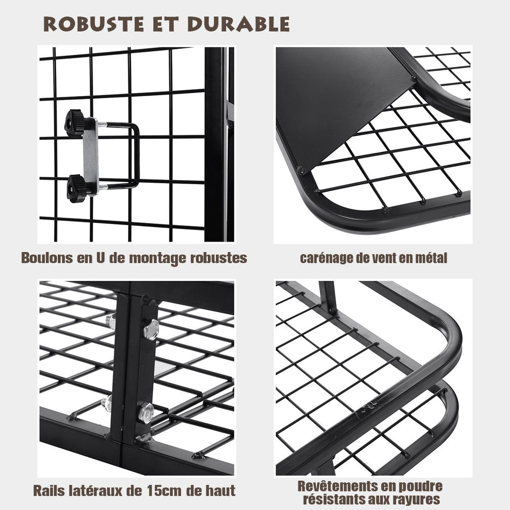 Porte-Bagages de Toit pour Voiture en Mtal 122,5x102CM avec Dflecteur d橝ir Capacit 75 KG Noir Accessoires Automobiles -